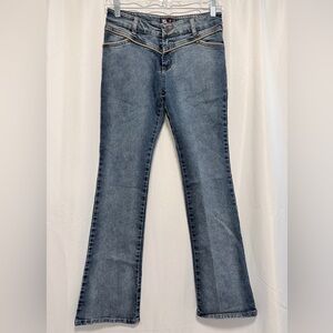 Vintage 90s Heli Jeans Low Rise Boot Cut Sz 29 Red Cursive H. V Trim Retro Denim